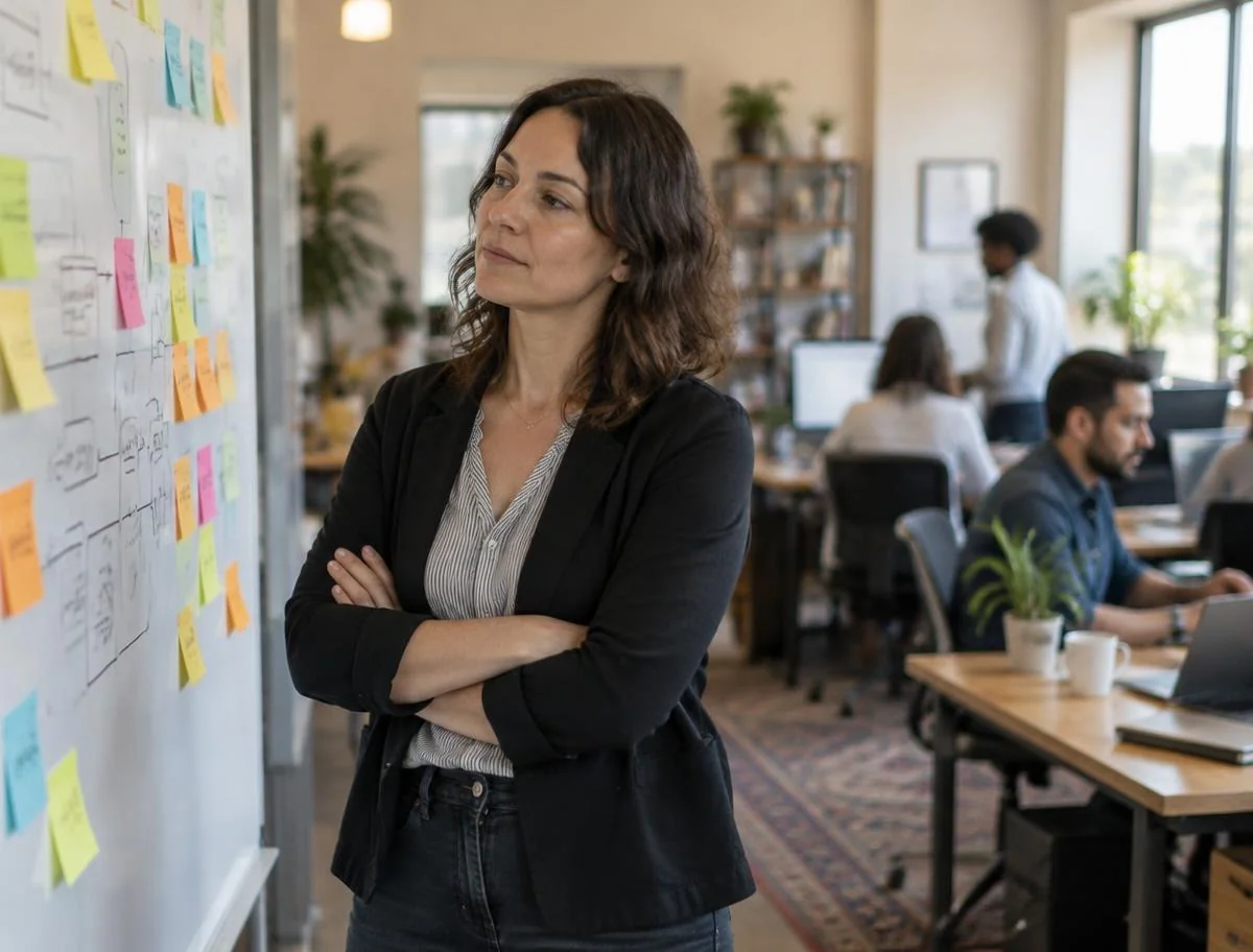 Business owner deep in paperwork